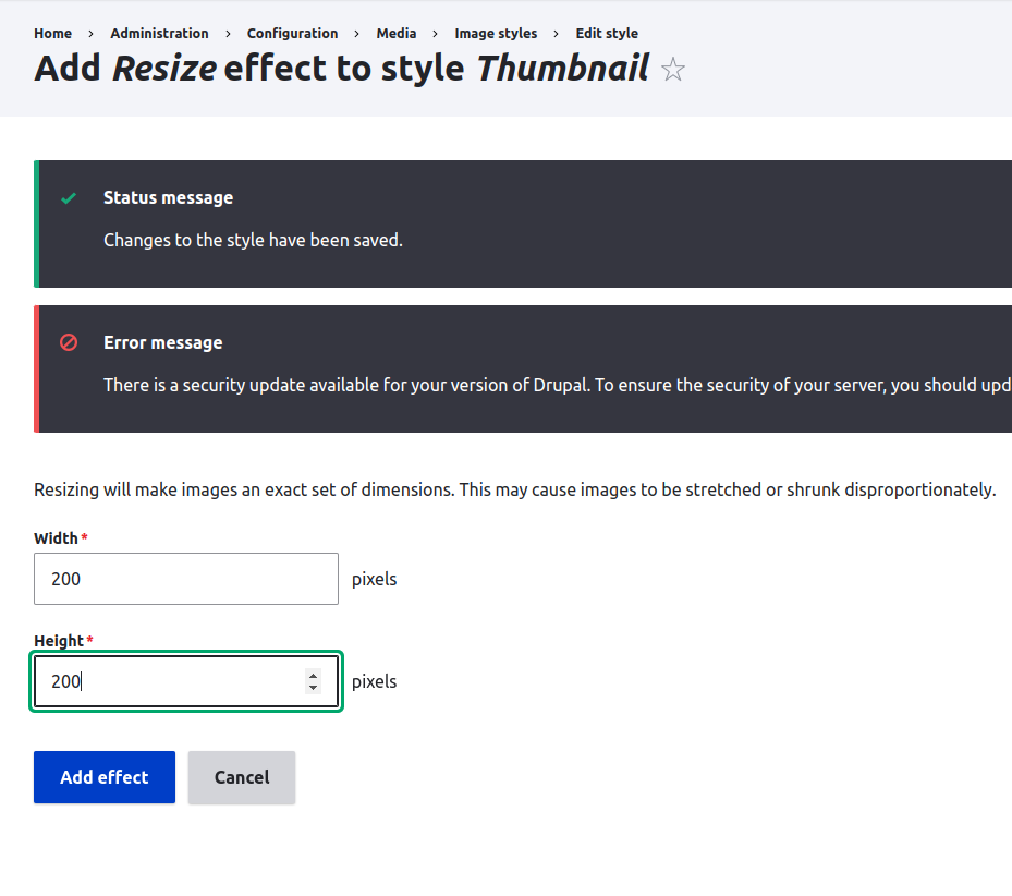 config the effect